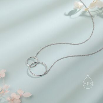 Sterling Silver Linked Interlinking Circle Pendant Necklace, 6 of 12