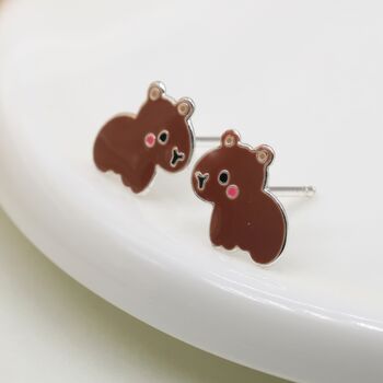 Girls Sterling Silver Capybara Stud Earrings, 2 of 6