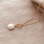 18ct Gold Plated T Bar Pearl Necklace, thumbnail 1 of 5