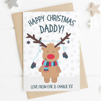 Cute Reindeer Christmas Card For Daddy, 2 of 2