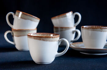 Beige Set Of Six Porcelain Espresso Cup And Saucer, 11 of 11