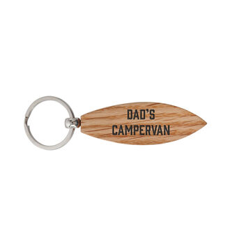 'Dad's Campervan' Oak Surfboard Keyring, 3 of 3