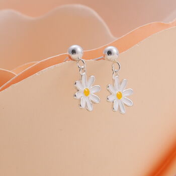 Sterling Silver Happiness Daisy Flower Earrings, 2 of 4