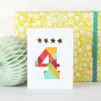 Mini Gold Star Number Four Card, 3 of 5