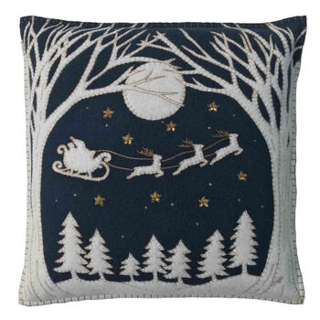 Christmas Eve Cushion With Santa's Sleigh, 3 of 5