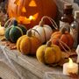 Handmade Felt Halloween Hanging Pumpkins, Set Of Five, thumbnail 1 of 11