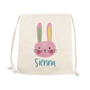 Personalised Playful Rabbit Cotton Nursery Bag, 2 of 3