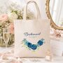 Personalised Blue Floral Bridesmaid Tote Bag Gift, thumbnail 1 of 6