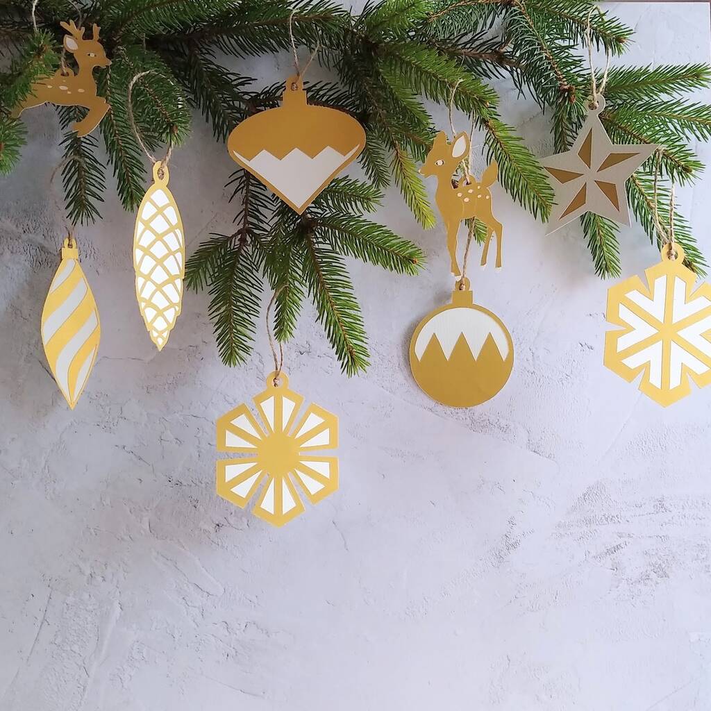 Papercut Christmas Tree Decoration Set By Rosie and the Boys ...