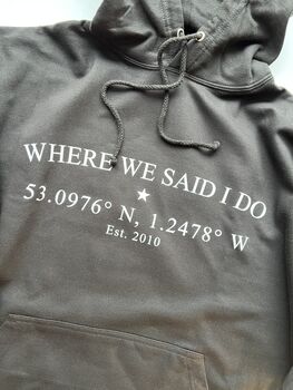 Personalised “Coordinates Hoodie – Where It All Began”, 4 of 12