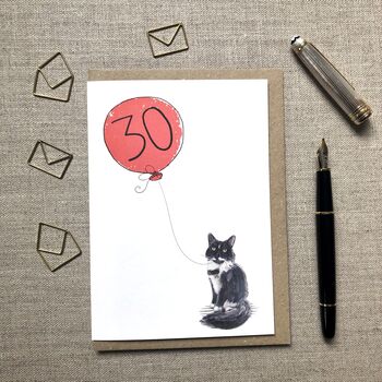 Personalised Tuxedo Cat Birthday Card, 3 of 6