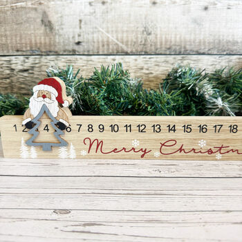 Wooden Santa Claus Advent Calendar Countdown Decor, 2 of 6