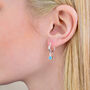 Sterling Silver Birthstone Huggie Hoop Earrings, thumbnail 2 of 7