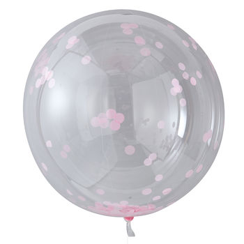 Large Pink Confetti Clear Orb Balloons Three Pack, 2 of 3