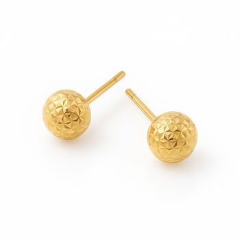 9ct Yellow Gold Diamond Cut Micro Ball Stud Earrings – 4mm, 4 of 9