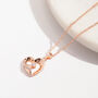 Rose Gold Hollow Heart Pendant Necklace With Crystal Detail, thumbnail 1 of 3