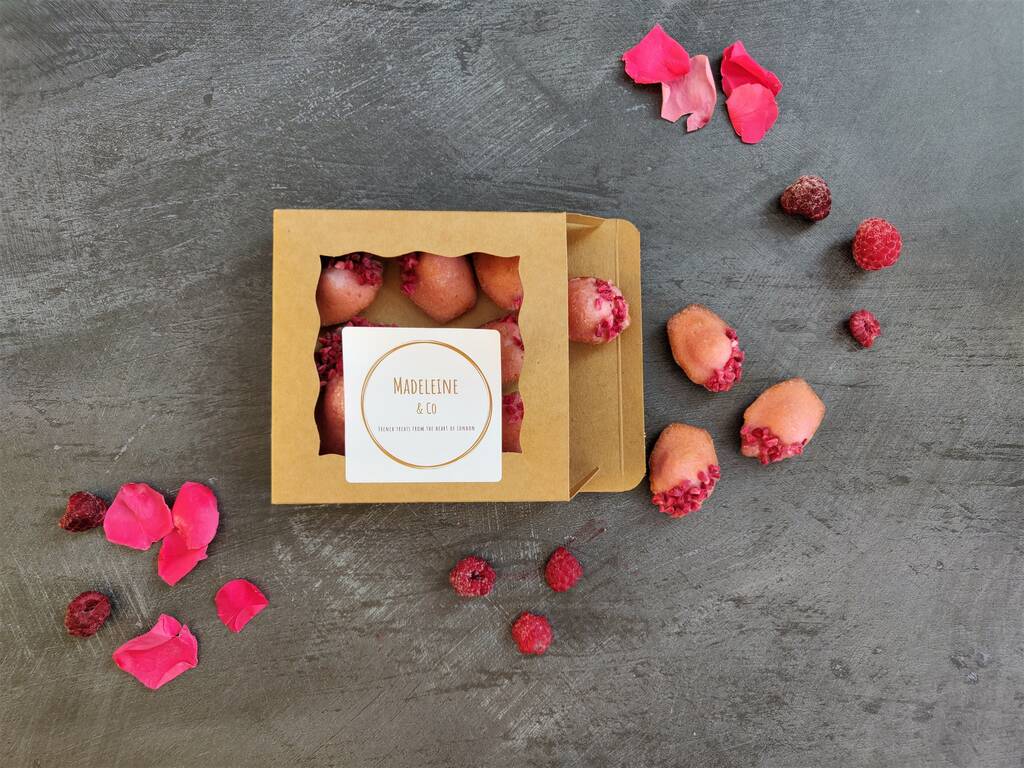 Rose And Raspberry Mini Madeleines Gift Box By Madeleine And Co 