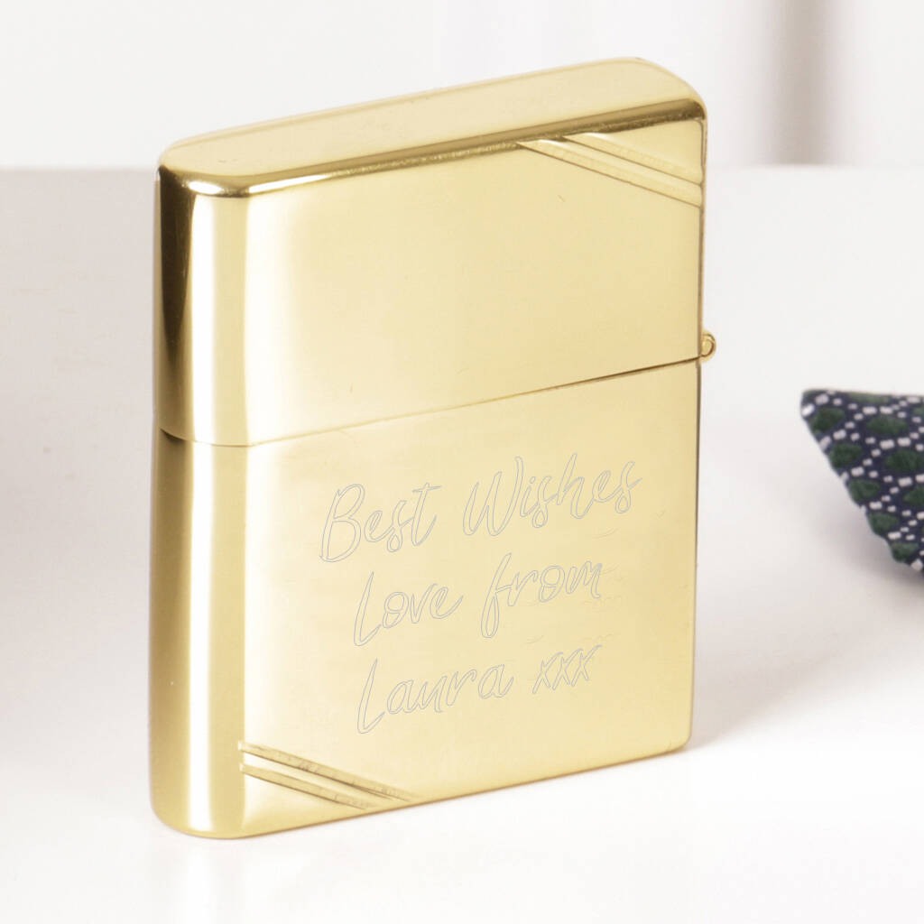 Personalised Bevelled Gold Lighter By Dibor