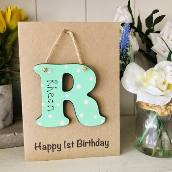Personalised 1st Birthday Alphabet Letter Keepsake Card, 5 of 8
