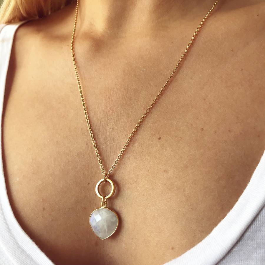 Gold Circle Moonstone Necklace, 1 of 5