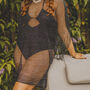 Viscose Metallic Tassel Beach Coverup In Black, thumbnail 1 of 3