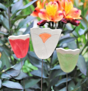Set Of Three Personalised Tulip Garden Pot Stakes, 2 of 9