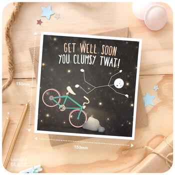 Clumsy Twat Funny Get Well Soon Bicycle Greeting Card, 4 of 5