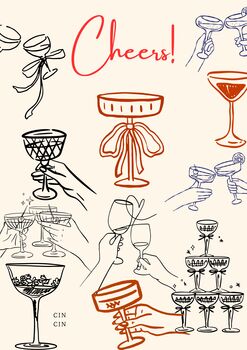 A4 Script Print, Cheers With Glasses, 5 of 5