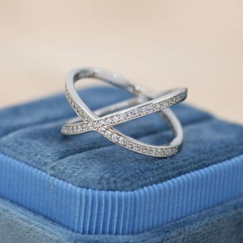 Sterling Silver Cz Cross Ring, 4 of 12