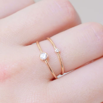 Rose Gold Diamond Dot Engagement Ring, 4 of 4