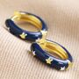 Starry Enamel Hoop Earrings In Gold Plating, thumbnail 5 of 11