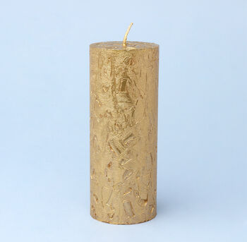 G Decor Adeline Gold Metallic Textured Pillar Candle, 3 of 6
