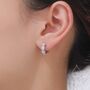 Sterling Silver Daisy Flower Chain Huggie Hoop Earrings, thumbnail 5 of 10