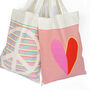Breton Stripe Love Heart Cotton Tote Bag Reusable Eco Friendly, thumbnail 6 of 6