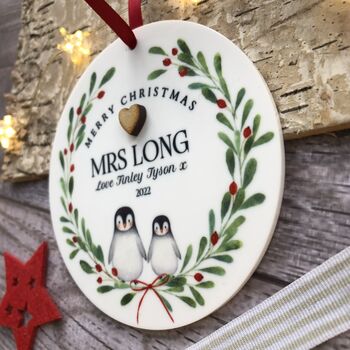 Personalised Teacher Acrylic Christmas Tree Decoration, 2 of 3