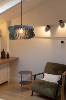 Misty Blue Wooden Pendant Light, 5 of 7