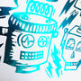 Retro Robot Gang Foil Print, thumbnail 7 of 7