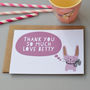 12 Personalised Bunny With A Bow Pink Thank You Cards, thumbnail 1 of 4