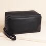 Men's Vegan Leather Wide Open Wash Bag In Black, thumbnail 1 of 3