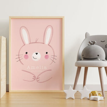 Cute Bunny Rabbit Personalised Name Print, 5 of 10