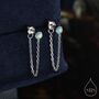 Sterling Silver Aqua Green Opal And Chain Ear Jacket, thumbnail 1 of 11