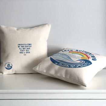 Personalised Christening Mountain Adventure Cushion, 4 of 6