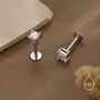 Sterling Silver Tiny Square Cz Earrings, thumbnail 4 of 12