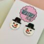 White Snowman Glitter Resin Christmas Earrings / Festive Jewellery / Winter Wonderland Jewellery, thumbnail 3 of 7