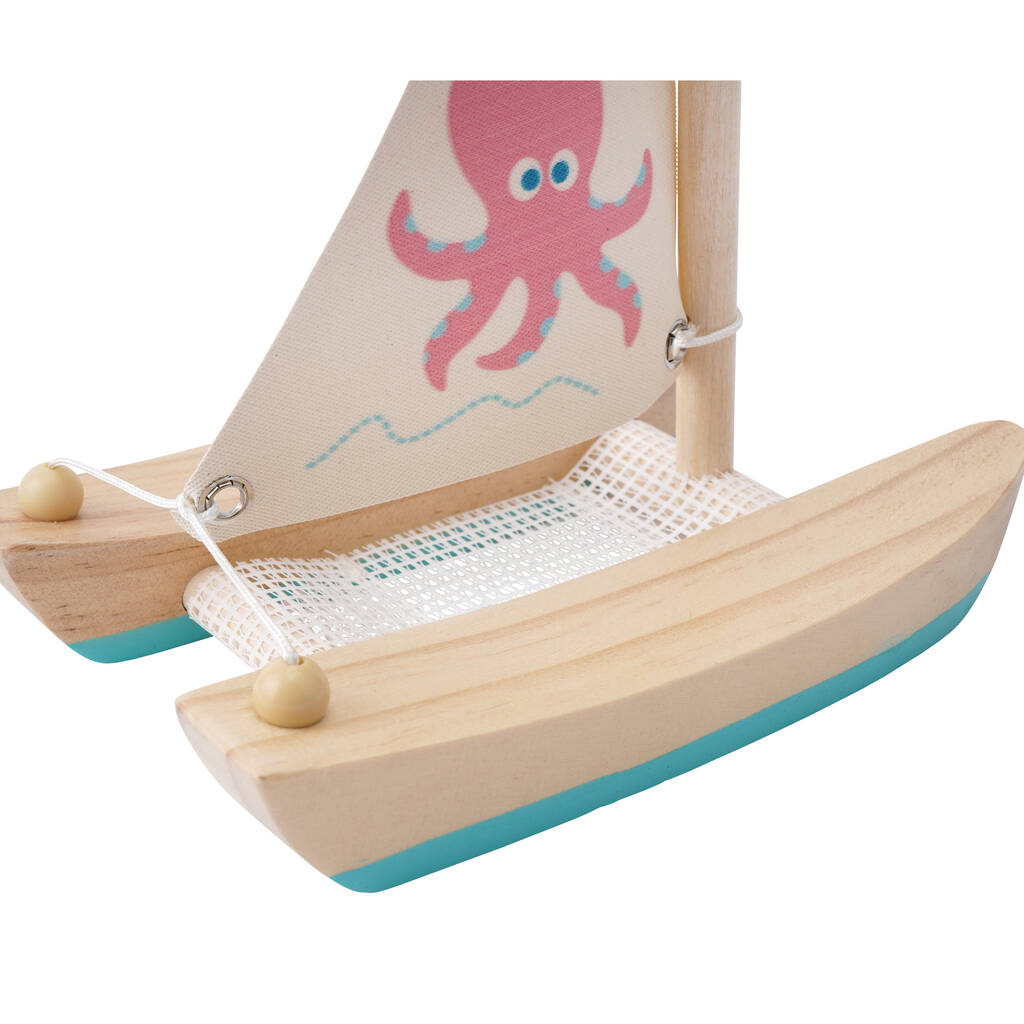 Little Tribe Wooden Catamaran Sailing Boat | Age Two+ By CGB Giftware ...