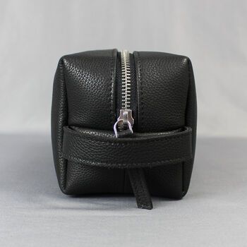 Black Leather Cosmetics Bag With Gunmetal Zip, 6 of 8