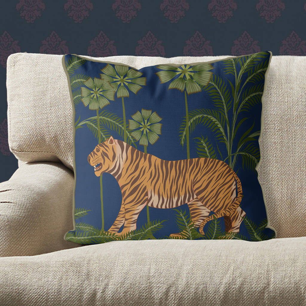 Tiger In Palms, Animalia Tropical Cushion By Fab Funky Home Decor ...