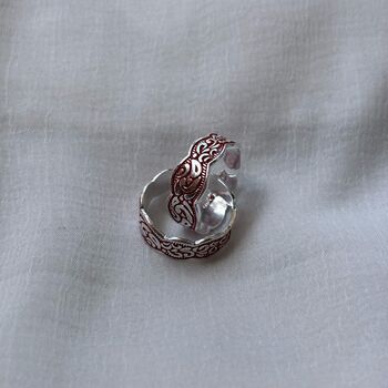 Red Adjustable Silver Midi Band Dainty Beach Toe Ring Set, 4 of 7