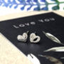 Sterling Silver Mismatched Heart Stud Earrings, thumbnail 1 of 12