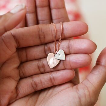 Personalised Fingerprint Sterling Double Heart Necklace, 3 of 10